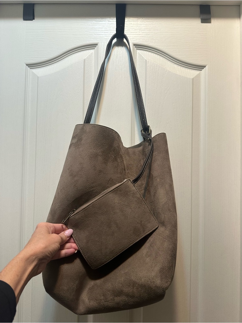GAP Taupe Vegan Suede Hobo Bag - Picture 3 of 3